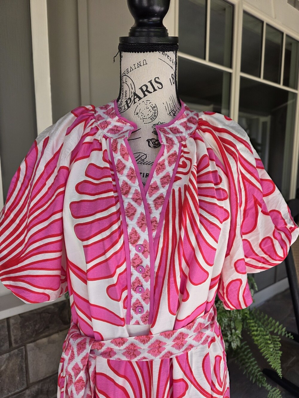 Gorgeous Pink & White Midi Dress with Bold Floral Print-NWT - Picture 12 of 16